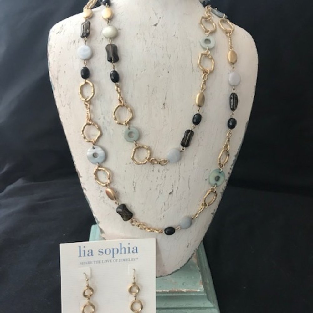 Lia Sophia “everglade” necklace & earrings- Mother of Pearl, Freshwater Pearl